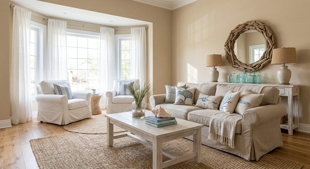 Coastal staged living room